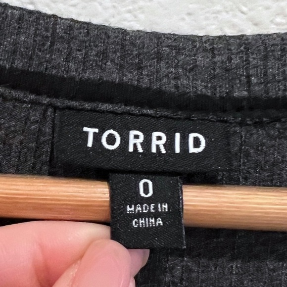 TORRID Gray Black Striped Henley Ribbed Three Quarter Sleeve Dress Size 0 or L - Picture 6 of 8